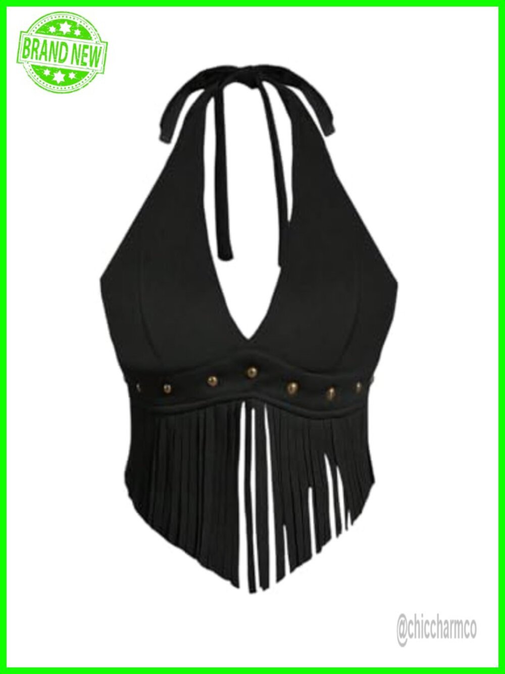 Faux Suede Fringe Halter Tank Top Going Out Western Festival Top